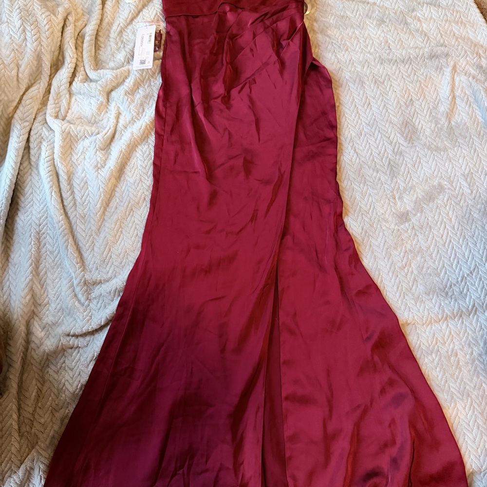 Azazie Pomegranate Stretch Satin Gown